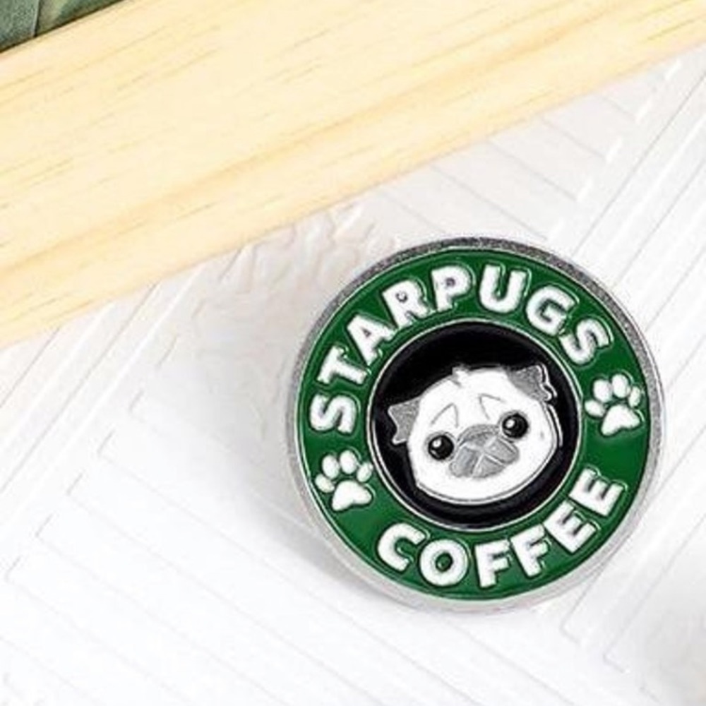 🎉 New Starpugs Coffee Enamel Brooch Pin - Picture 2 of 7